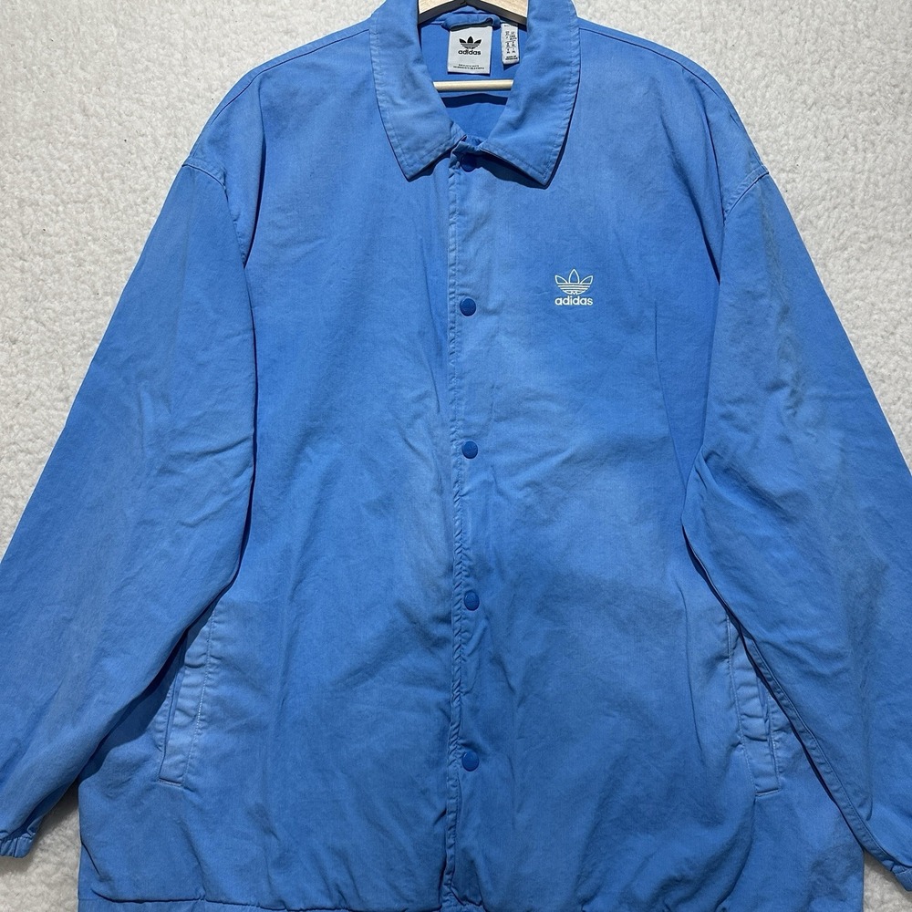 Adidas Essentials Jacket Blue Snap Front Dye Loos… - image 5